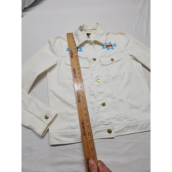 Ralph Lauren Women's White Jean Trucker Southwestern Jacket Size Med Beaded - Picture 12 of 16